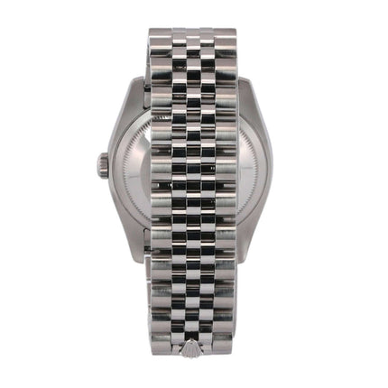 Rückansicht des Rolex Datejust 36 Turn-O-Graph 116264 mit Jubile-Edelstahlarmband, poliert und satiniert, Automatikwerk.
