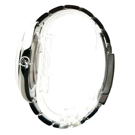 Rolex Datejust II 41 Edelstahl 116300 Seitenansicht, poliertes und satiniertes Oyster Armband, geschlossene Faltschließe