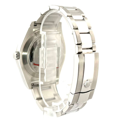 Rückansicht Rolex Datejust II 41 Edelstahl 116300, poliertes Edelstahlgehäuse, poliertes und satiniertes Oyster-Armband mit Faltschließe.