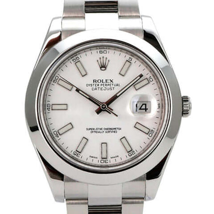 Rolex Datejust II 41 Edelstahl 116300 Weiß, weißes Zifferblatt, Datumsanzeige, Edelstahlarmband, 41 mm