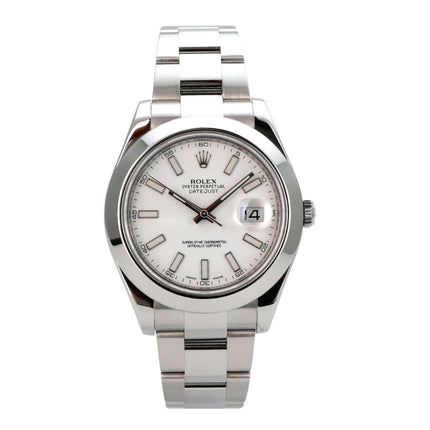 Rolex Datejust II 41 Edelstahl 116300 Weiß, 41 mm Edelstahl-Armbanduhr mit weißem Zifferblatt und Datum