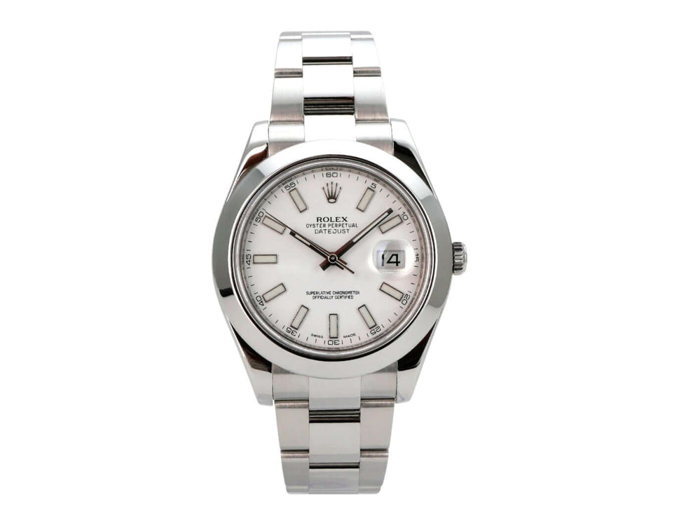 Rolex Datejust II 41 Edelstahl 116300 Weiß, 41 mm Edelstahl-Armbanduhr mit weißem Zifferblatt und Datum