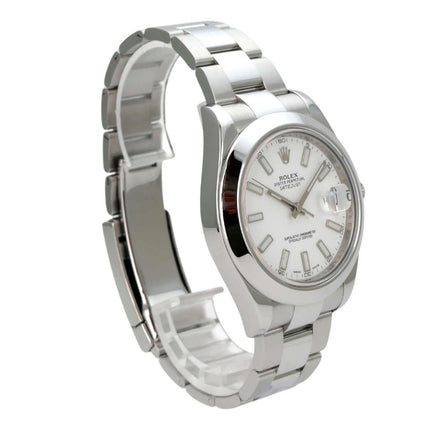 Rolex Datejust II 41 Edelstahl 116300 Weiß, weiße Zifferblattuhr aus Edelstahl mit Oyster-Armband und Datumsanzeige