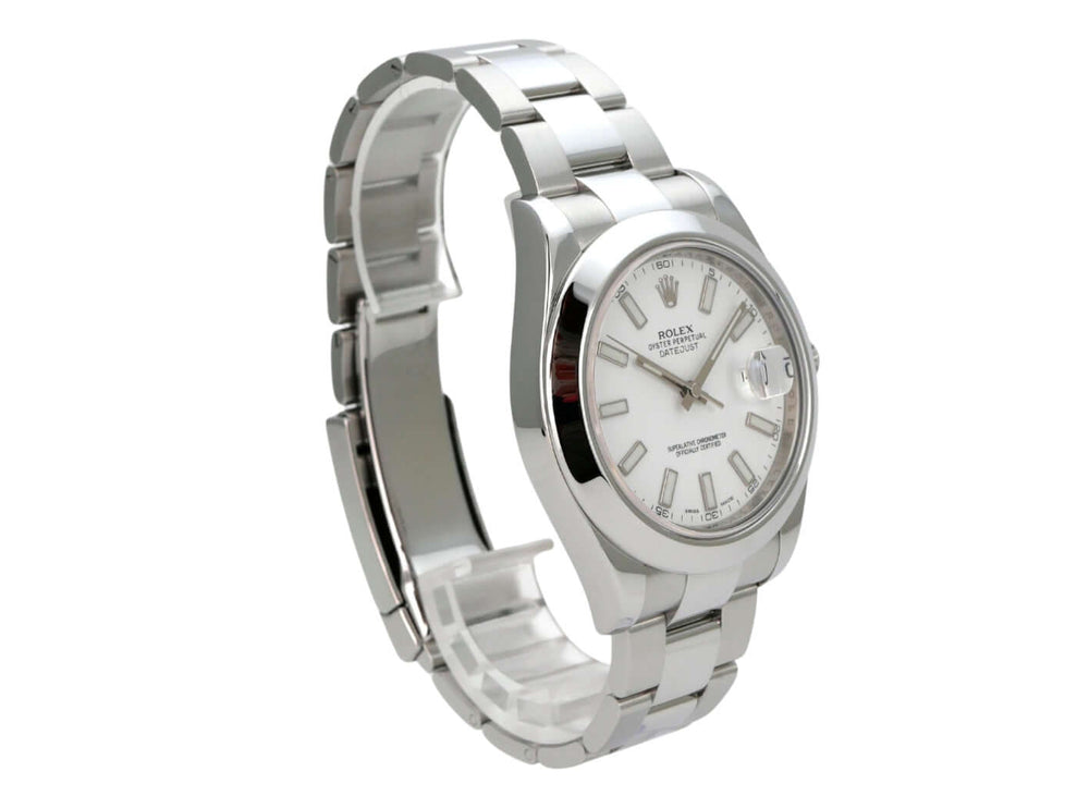 Rolex Datejust II 41 Edelstahl 116300 Weiß, weiße Zifferblattuhr aus Edelstahl mit Oyster-Armband und Datumsanzeige