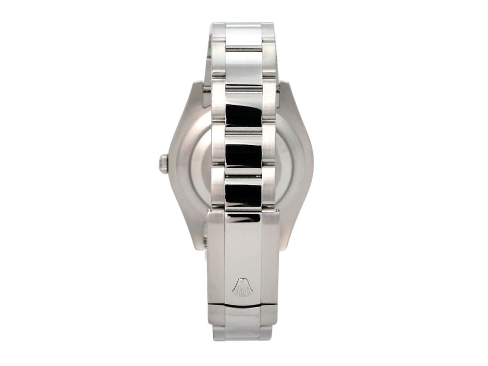 Rolex Datejust II 41 Edelstahl 116300 Weiß, Rückansicht mit Oyster-Edelstahl-Armband und Faltschließe