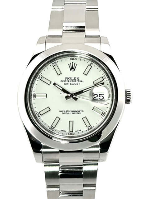 Rolex Datejust II 41 mm Edelstahl 116300 Weißes Zifferblatt mit Indexen und Oysterband, poliert und satiniert, Automatik Chronometer.