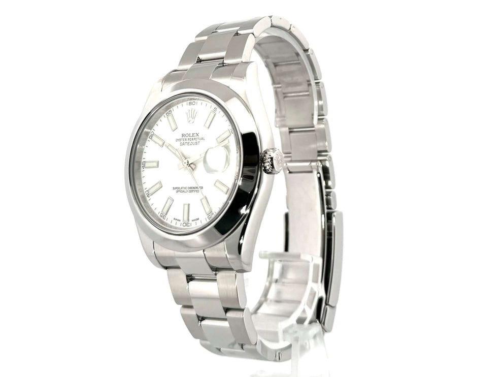 Rolex Datejust II 41 mm Edelstahl Ref. 116300 Weiß aus 2014, poliertes und satiniertes Gehäuse mit weißem Zifferblatt und Oyster Edelstahlband