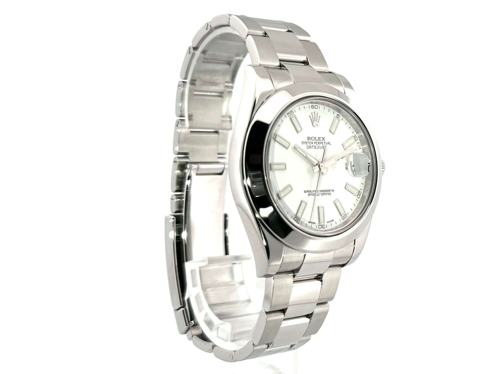 Rolex Datejust II 41 mm Edelstahl Ref. 116300 Weiß Index, poliertes und satiniertes Gehäuse, Oysterband, leuchtende Zeiger, Automatik-Chronometer
