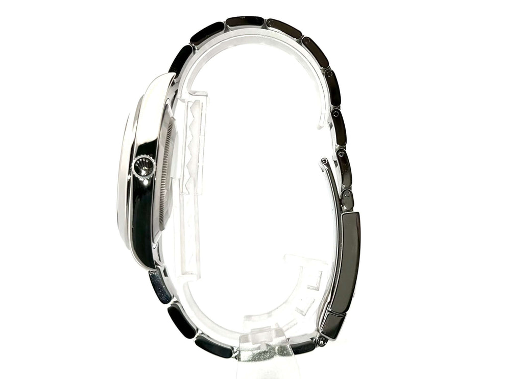 Rolex Datejust II 41 mm Edelstahl Ref. 116300, poliertes und satiniertes Gehäuse und Armband, Seitenansicht der Uhr.