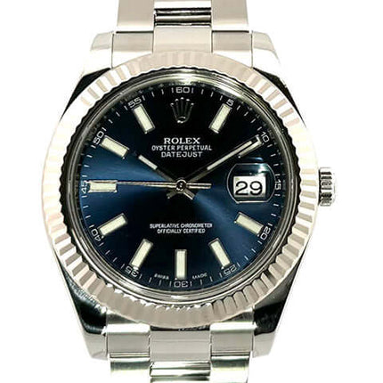 Rolex Datejust II 41 Edelstahl Weißgold 116334 Blau mit blauem Zifferblatt und Edelstahlband