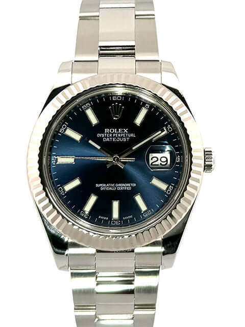 Rolex Datejust II 41 Edelstahl Weißgold 116334 Blau mit blauem Zifferblatt und Edelstahlband