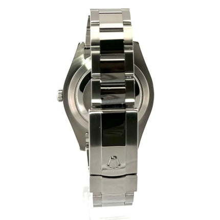 Rückseite der Rolex Datejust II 41 Edelstahl Weißgold 116334 mit poliertem Edelstahlband.