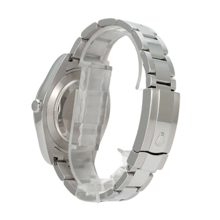 Seitenansicht der Rolex Datejust II 41 aus Edelstahl mit poliertem und satiniertem Oyster Armband.