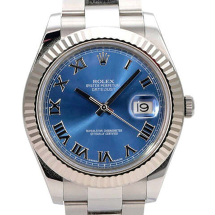 Rolex Datejust II 116334 Edelstahl / Weißgold Blau Römisch