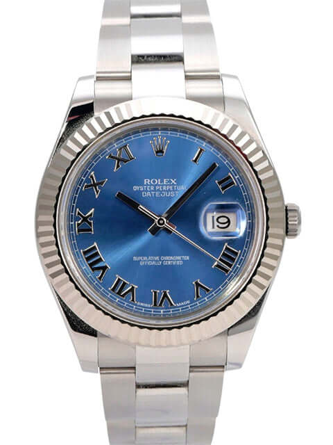 Rolex Datejust II 116334 Edelstahl / Weißgold Blau Römisch