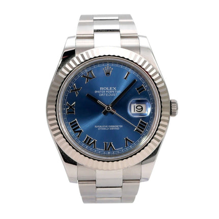 Rolex Datejust II 116334 Edelstahl / Weißgold Blau Römisch
