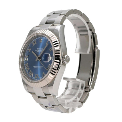 Rolex Datejust II 116334 Edelstahl / Weißgold Blau Römisch