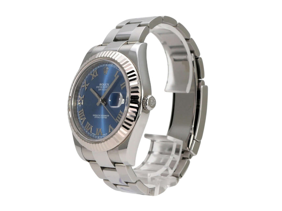 Rolex Datejust II 116334 Edelstahl / Weißgold Blau Römisch