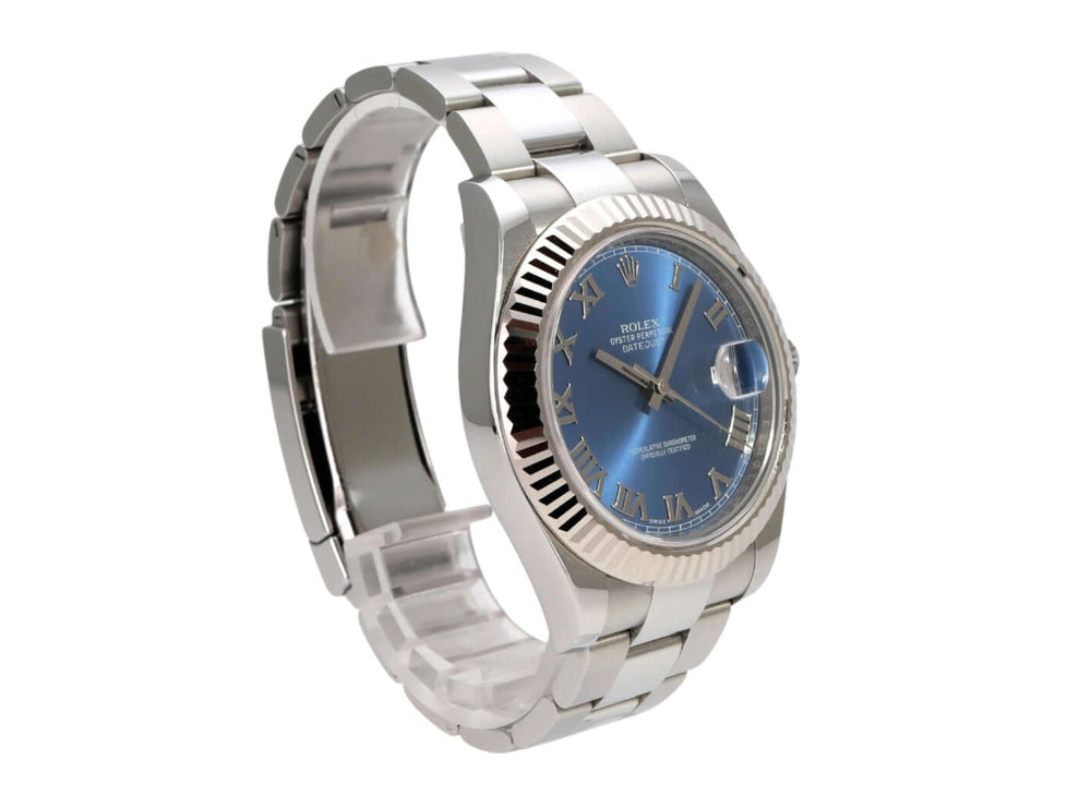 Rolex Datejust II 116334 Edelstahl / Weißgold Blau Römisch