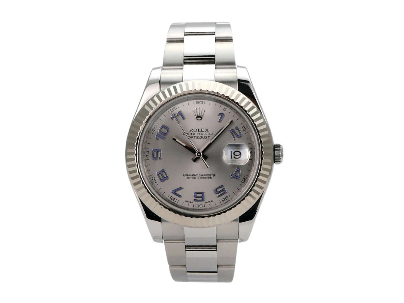 Rolex Datejust II Stainless Steel White Gold 116334 Rhodium Arabic