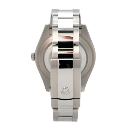 Rolex Datejust II 116334 Rhodium Diamant – Rückansicht mit Edelstahlarmband und poliertem Gehäuse