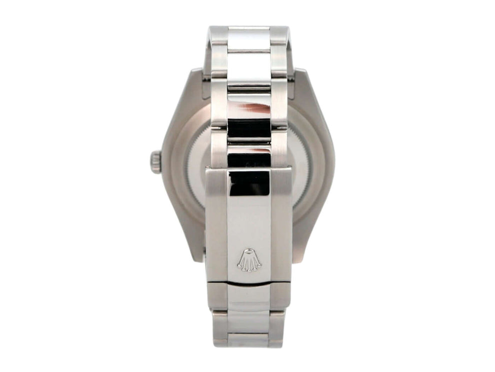 Rolex Datejust II 116334 Rhodium Diamant – Rückansicht mit Edelstahlarmband und poliertem Gehäuse