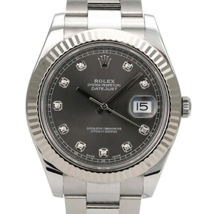 Rolex Datejust II 116334 Rhodium Diamant mit Edelstahlarmband, Weißgoldlünette und Diamant-Zifferblatt