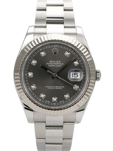 Rolex Datejust II 116334 Rhodium Diamant mit Edelstahlarmband, Weißgoldlünette und Diamant-Zifferblatt