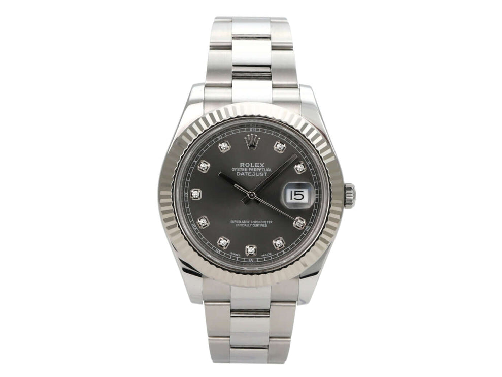 Rolex Datejust II 116334 Rhodium Diamant, Edelstahlarmband, Diamant-Zifferblatt und Weißgoldlünette