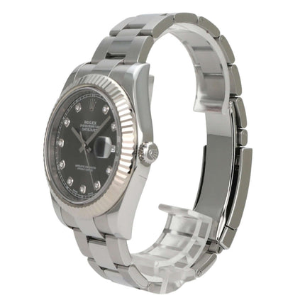 Rolex Datejust II 116334 Rhodium Diamant - Rolex Uhr aus Edelstahl mit Diamantzifferblatt und Weißgoldlünette