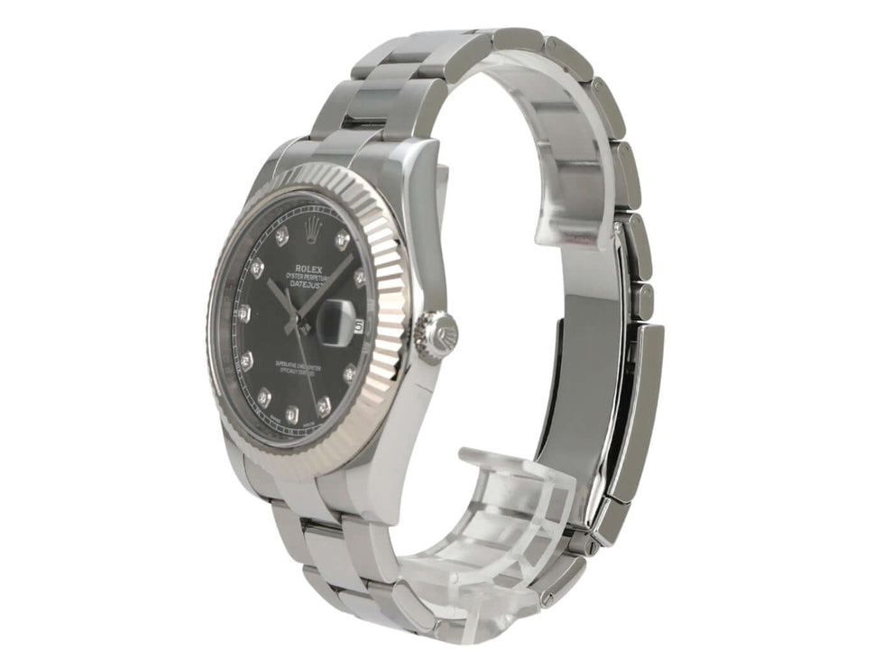 Rolex Datejust II 116334 Rhodium Diamant - Rolex Uhr aus Edelstahl mit Diamantzifferblatt und Weißgoldlünette