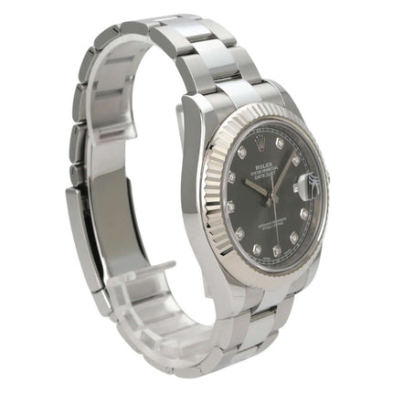 Rolex Datejust II 116334 Rhodium Diamant mit Edelstahlarmband, Weißgoldlünette und Diamant-Zifferblatt