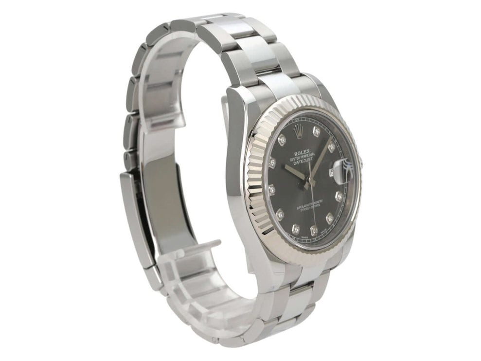 Rolex Datejust II 116334 Rhodium Diamant mit Edelstahlarmband, Weißgoldlünette und Diamant-Zifferblatt