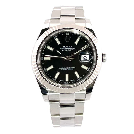 Rolex Datejust II 116334 Edelstahl Weißgold 41mm schwarzes Zifferblatt, Leuchtindizes, Oyster Armband, Automatikwerk aus 2016