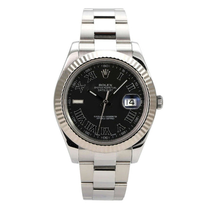 Rolex Datejust II 116334 Schwarz Römisch mit schwarzem Zifferblatt und römischen Ziffern