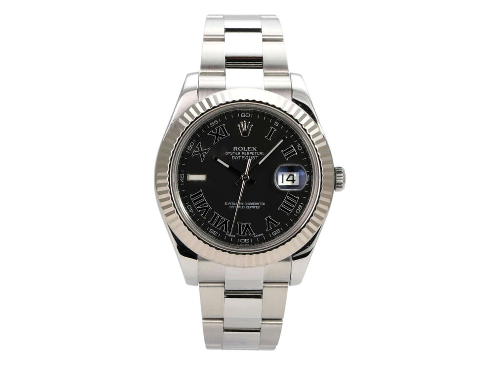 Rolex Datejust II 116334 Schwarz Römisch mit schwarzem Zifferblatt und römischen Ziffern