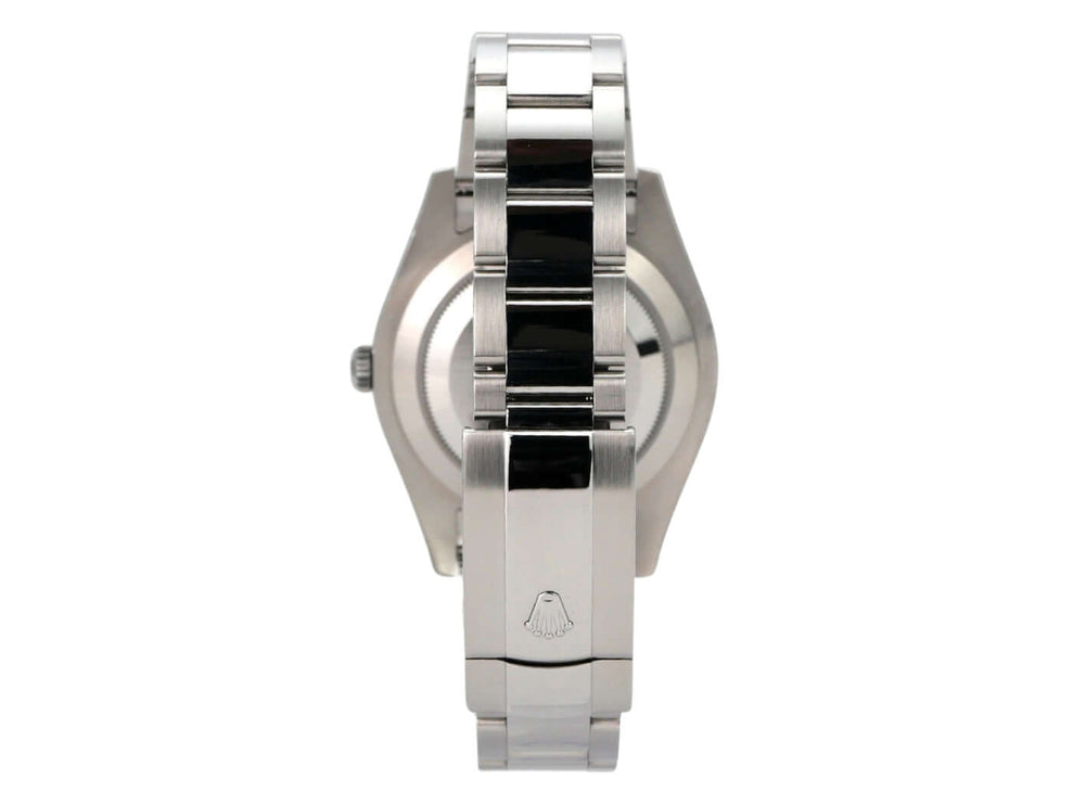 Rolex Datejust II 116334 Schwarz Römisch – Ansicht der Rückseite und des Armbands aus Edelstahl und Weißgold