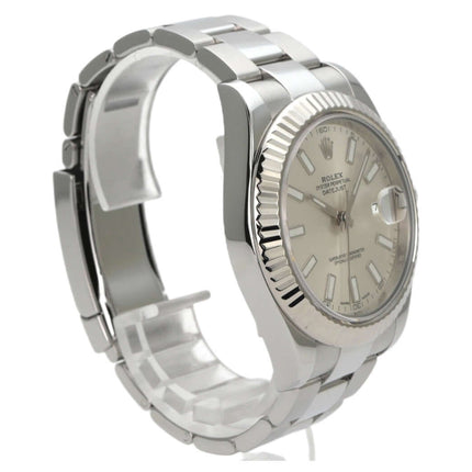 Rolex Datejust II Edelstahl Weißgold 116334 Silber Uhr mit silbernem Zifferblatt und Oyster-Edelstahlarmband