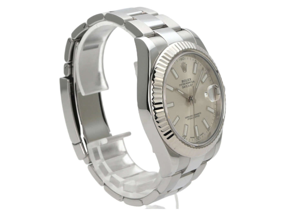Rolex Datejust II Edelstahl Weißgold 116334 Silber Uhr mit silbernem Zifferblatt und Oyster-Edelstahlarmband