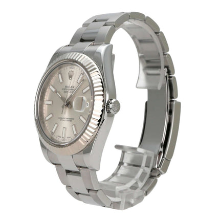Rolex Datejust II Edelstahl Weißgold 116334 Silber mit silbernem Zifferblatt und Oyster-Armband