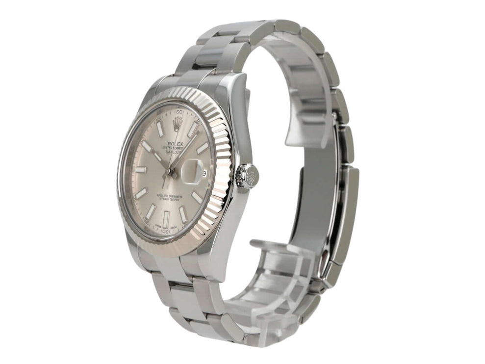 Rolex Datejust II Edelstahl Weißgold 116334 Silber mit silbernem Zifferblatt und Oyster-Armband