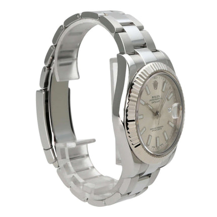 Rolex Datejust II Edelstahl Weißgold 116334 Silber Uhr mit silbernem Zifferblatt und Oyster-Band