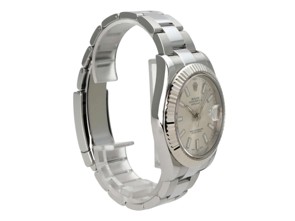 Rolex Datejust II Edelstahl Weißgold 116334 Silber Uhr mit silbernem Zifferblatt und Oyster-Band