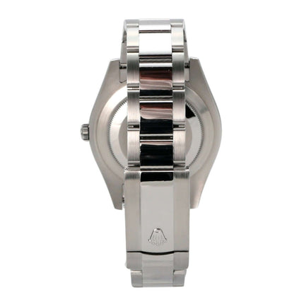 Rolex Datejust II Edelstahl Weißgold 116334 Silber Rückansicht des Armbands und Gehäuses in Edelstahl.