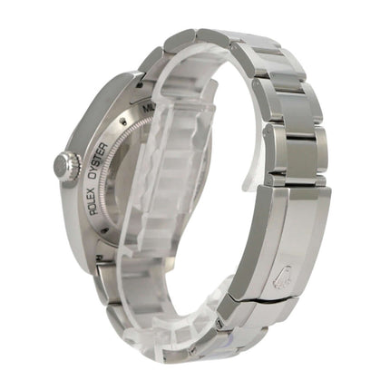 Rolex Milgauss 116400 weißes Zifferblatt, Ansicht der Edelstahl-Gehäuse- und Armbanddetails von hinten.