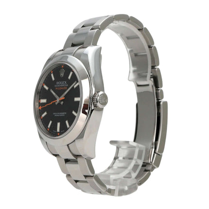 Rolex Milgauss 116400 Schwarz, Edelstahlgehäuse, schwarzes Zifferblatt, orangefarbene Sekunde, Automatikwerk