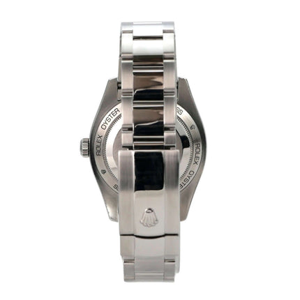 Rolex Milgauss 116400 Schwarz Detailansicht des Edelstahlarmbands und Gehäuses von hinten
