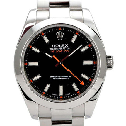 Rolex Milgauss 116400 Schwarz mit schwarzem Zifferblatt, Edelstahlgehäuse und Oyster-Armband