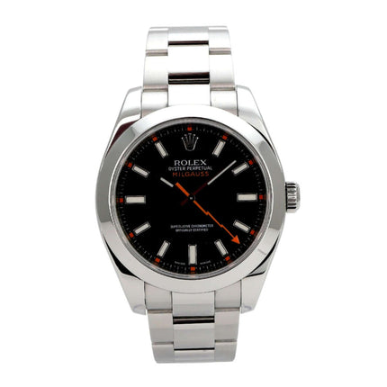 Rolex Milgauss 116400 Schwarz mit schwarzem Zifferblatt, Edelstahlgehäuse und Oyster-Armband, 40 mm