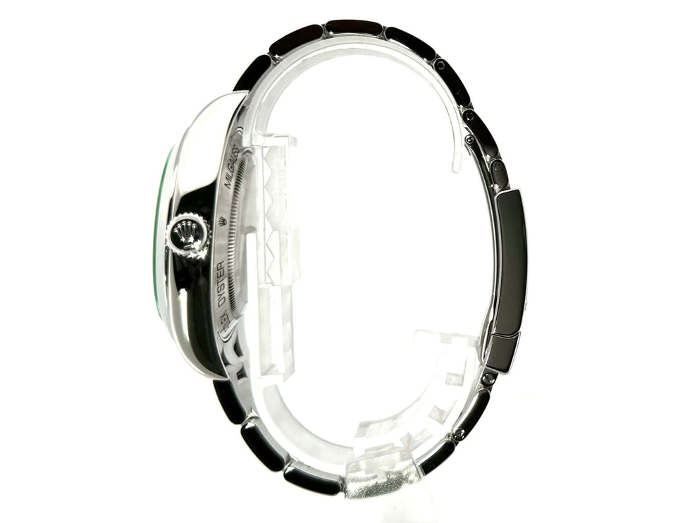 Rolex Oyster Perpetual Milgauss 116400GV Edelstahl-Gehäuse und poliertes Edelstahl-Oysterband, Seitansicht des Uhrengehäuses